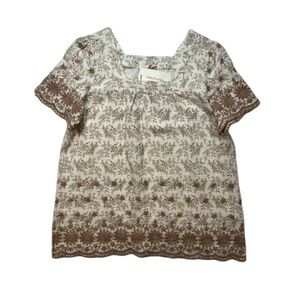 Anthropologie Solitaire Boho Lace Square Neck Tunic Top Cottagecore Size Small